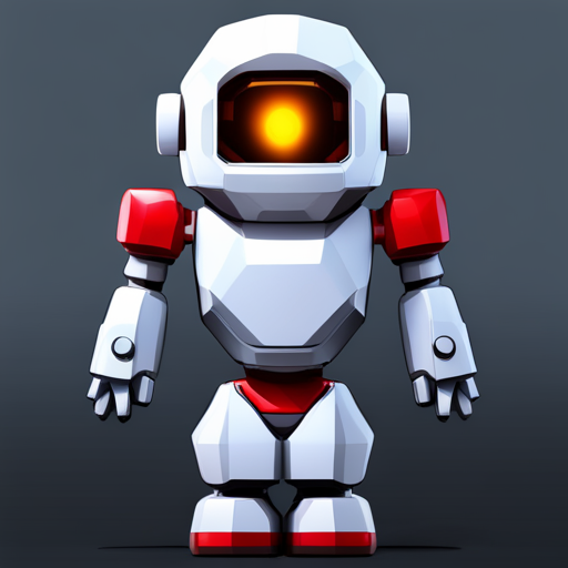 cute robot, front-facing view, geometric shapes, low-poly, rubber material