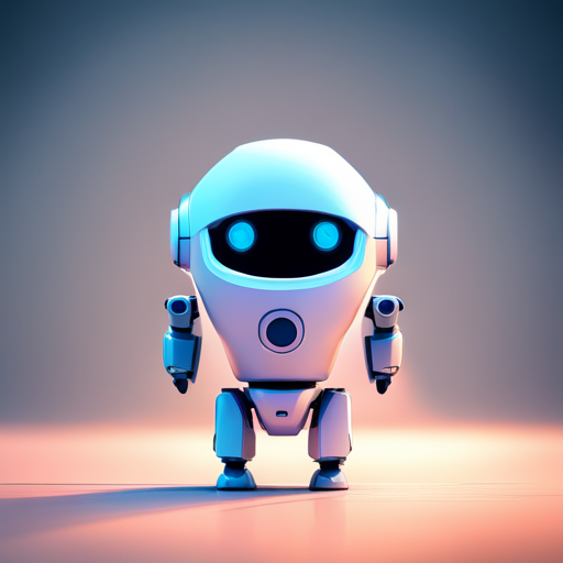 tiny, cute, robot, front-facing-view, low-poly, rubber, white-background