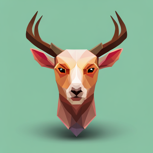 abstract, vector, low-poly, small, goat, antlers, robot