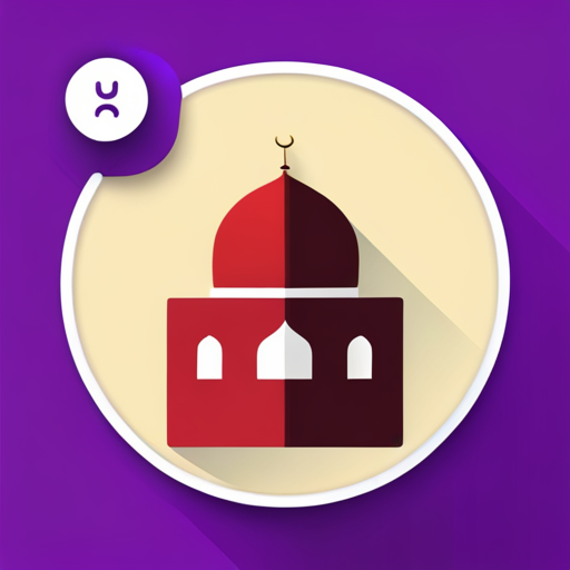 masjid symbol, rounded border, border shadow, time 04:10, caption, 7 minutes walking distance, app opening screen