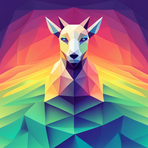 abstract, vector, low-poly, small, goat, robot, polygonal, geometric shapes, minimalism, vibrant colors, digital art, modernism, futuristic, AI, technology, simplicity, sharp edges, symmetry