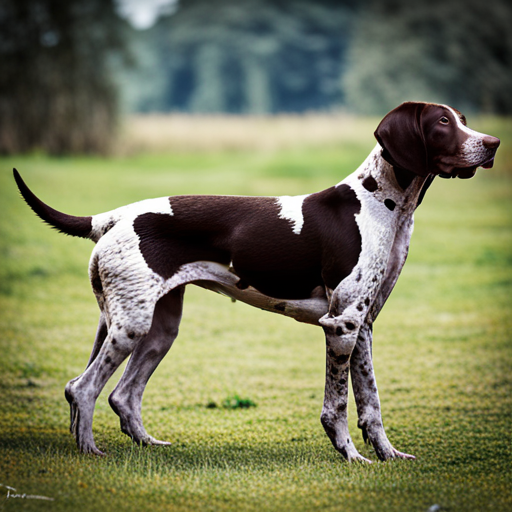 German shorthair pointer, dog breed, domestic pet, hunting dog, animal, canine, German breed, pointer dog, German hunting dog, noble, intelligent, versatile, energetic, athletic, muscular, short coat, liver and white, liver spotted, liver ticked, liver roan, solid liver, large nose, long ears, medium-sized dog, German origin