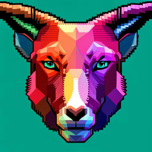 minimalist, geometric shapes, vibrant colors, vector graphics, mechanical, futuristic, robotics, animal, goat, glitch art, abstract, cyberpunk