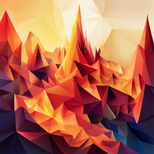 low polygon, triangular, fiery, hot, glowing, burning, intense, minimalist, geometric, abstract, iconography, emoji, digital art, graphic design