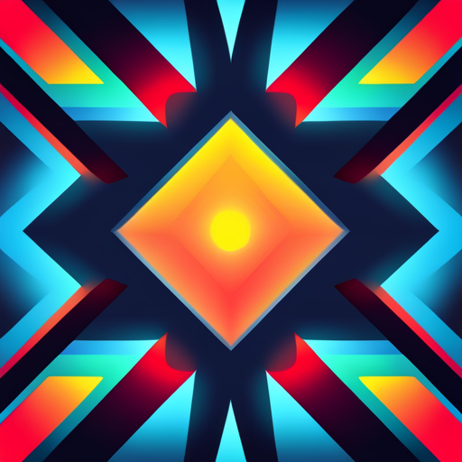 Futuristic, neon, bold, gradient, fire, vector graphics, minimalism, geometric shapes