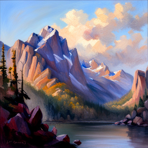 majestic peaks, snow-capped, towering heights, rugged terrain, misty valleys, alpenglow, golden hour, natural beauty, wilderness, serene landscape, panoramic view, expansive vistas, textured rocks, atmospheric perspective, distant peaks, grandeur, vastness, sublime, awe-inspiring, magnificence, awe, wonder