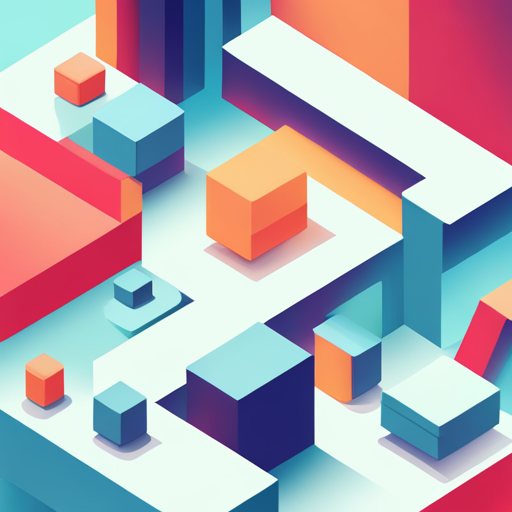 Isometric perspective, Plastic materials, Robot, Application, Geometric shapes, Vibrant colors, Sunglasses, White background