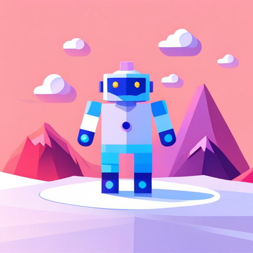 tiny, cute robot composed of geometric shapes, with a clean and simple white background, inspired by digital art