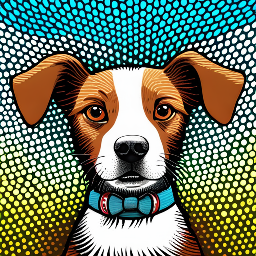 cute animals, cartoon, expressive, vibrant colors, bold lines, black outlines, pop art, humor, pet, dog, playful, energetic, Boston Terrier