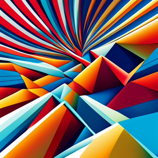 geometric shapes, abstract expressionism, retro-futurism, vector graphics, vibrant colors