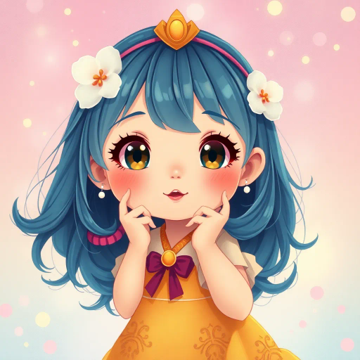 innocent young maiden, charming elegance, ethereal glow, inspired by Yoshitaka Amano, whimsical fantasy, serene ambiance, soft pastel hues, delicate brushwork, intricate lace textures, dreamlike scene, luminous lighting, gentle perspective, emotional warmth, magical atmosphere, fairy tale influences, graceful pose, art nouveau curves, enchanting forest backdrop, mythical creatures, serene expression