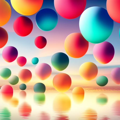 colorful, vibrant balloons floating in the sky, joyful celebration, whimsical surreal dreamlike fantasy, soft pastel colors, playful movement, organic shapes, transparent, light shadows