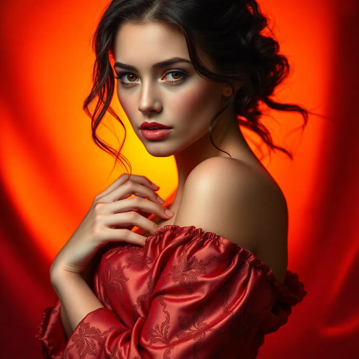 vibrant youth, alluring curves, radiant beauty, opulence, ethereal glow, contemporary allure, delicate elegance, Renaissance influence, chiaroscuro contrast, warm sunset hues, feminine grace, luxurious silk texture, enchanting gaze, sensuality, bold composition, sensual movement, modern aesthetic, beauty idealism, dynamic poses, Baroque opulence, mystical charm, captivating presence, intimate portrait, high detail, artistic celebration, confident expression, intricate detail, vibrant saturation, emotive lighting, harmonious balance, soft pastels, sculptural forms, fluid motion, ethereal allure, luminescent quality, refined craftsmanship, classical inspiration