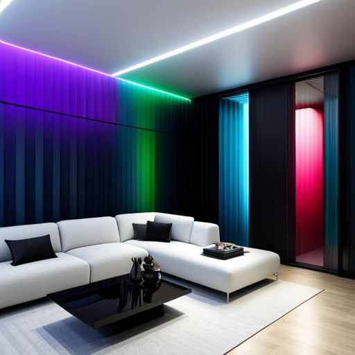 Futuristic, minimalistic, monochromatic palette, metallic textures, iridescence, expert craftsmanship, RGB color scheme, innovation, contemporary aesthetics