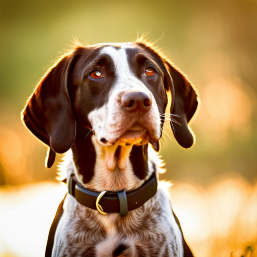 germa, shorthair pointer, puppy, dogs, animals, pets, nature, outdoor, sunlight, warm tones, close-up, portrait, playful, energetic, furry, curious, wagging tail, wet nose, expressive eyes