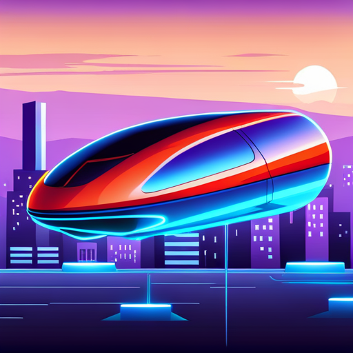 flying car, futuristic, vector, speed, motion, sleek design, high-tech, sci-fi, futuristic city, neon lights, reflection, aerodynamic, metallic finish