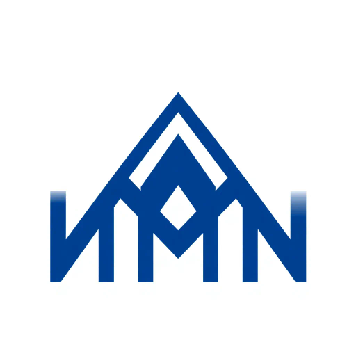 geometric design, lettermark logo, abstract composition, bold parallel strokes, V-shaped bridges, hierarchy levels, indigo blue, minimalistic vector art, flat design, clean lines, stark contrast, modern typography, precise angles, architectural influence, symmetry, spatial arrangement, contemporary aesthetics, visual hierarchy, white negative space, simplicity, structural balance