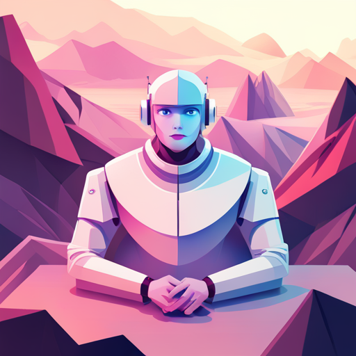 Shapely, low poly, vector line work of a cute, futuristic robot