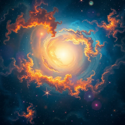 cosmic expanse, starry void, celestial bodies, nebula clouds, swirling energies, ethereal light, luminescent galaxies, astral phenomena, Carl Sagan inspiration, vibrant cosmic palette, kaleidoscope of colors, constellations, cosmic wonder, interstellar exploration, radiant bursts, space-time continuum, cosmic tranquility, expansive horizons, Vincent van Gogh influence, surrealistic dreamscape, chiaroscuro lighting, infinite universe, dreamy stardust, cosmic dust, deep space mystery, futuristic elegance, endless vastness, cosmic harmony, stellar artistry, visionary science fiction, awe-inspiring vision