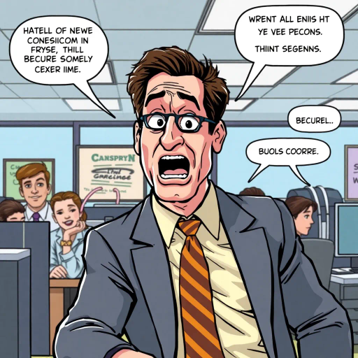 quirky personality, Michael Scott, humorous leadership, office environment, satirical humor, exaggerated expressions, bold outlines, vibrant color palette, 21st century, workplace comedy, pop culture references, Steve Carell, iconic scenes, dynamic poses, emotional contrast, comedic timing, American sitcom, character-driven narrative, exaggerated reality, contrasting emotions, interpersonal relationships, corporate setting, subtle nostalgia, contemporary humor, iconic dialogues