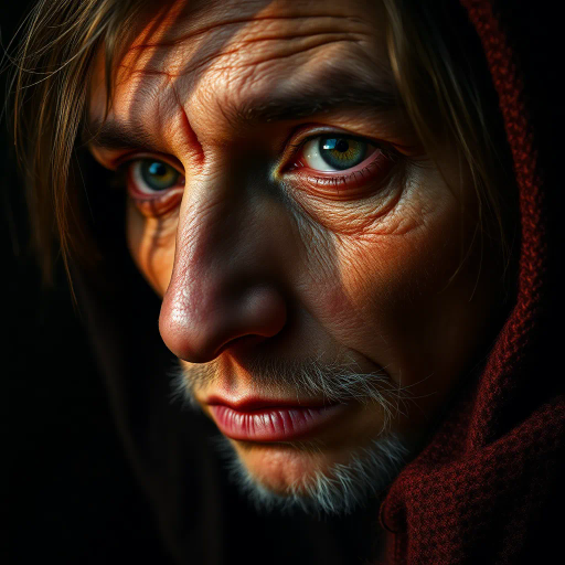 hyper-realism, detailed textures, chiaroscuro lighting, vibrant colors, Rembrandt influence, meticulous detail, natural light, atmospheric depth, emotional resonance, lifelike depiction, intricate composition, smooth gradients, realistic textures, expressive portraits, soft focus, dimensional accuracy, dynamic range, capturing essence, high detail, refined realism