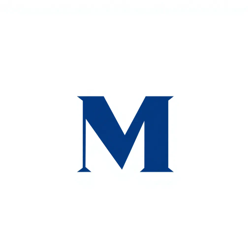 minimalist, bold, letter M, logo design, solid geometric shapes, V-shaped connectors, branching lines, hierarchy symbolism, indigo blue color palette, flat vector style, clean composition, modern SaaS branding, software aesthetics, white background, high-tech elegance, contemporary design, clarity, sleek presentation, geometric precision, corporate identity, monochromatic balance, visual hierarchy