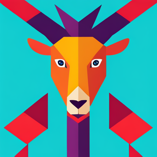 Vector art, abstract expressionism, goats, robots, geometric shapes, contrast, monochromatic, modernism, minimalism, texture