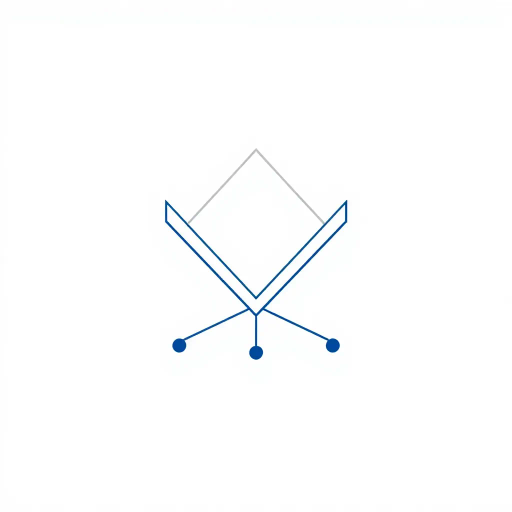 abstract letter M logo, parent node, child nodes, thin branching lines, tree hierarchy, indigo gradient, minimal vector design, white background, geometric abstraction, modernist influence, Bauhaus, clean lines, connection symbolism, hierarchical structure, conceptual design, negative space, visual balance, contemporary aesthetics