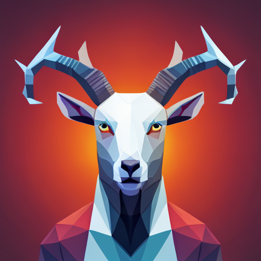 geometric shapes, low-poly, abstract, vector, small, goat, antlers, robot, white background