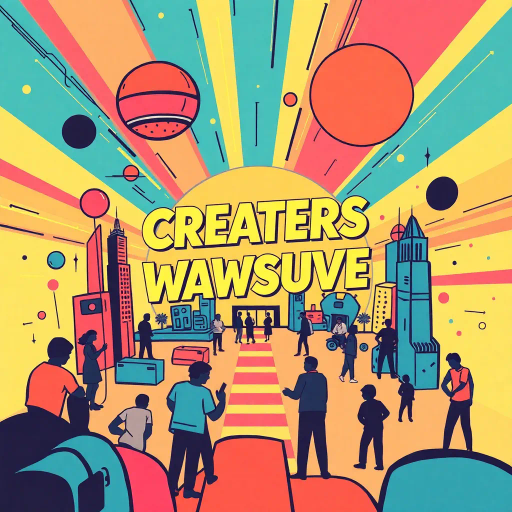 vibrant logo design, dynamic typography, abstract composition, futuristic elements, technology influence, Bauhaus movement, neon colors, minimalism, creative exploration, interactive media, high contrast, circular motifs, geometric shapes, playful aesthetics, innovation, community spirit, collaborative energy, bold outlines, tech textures, modern craftsmanship, forward-thinking, expressive design