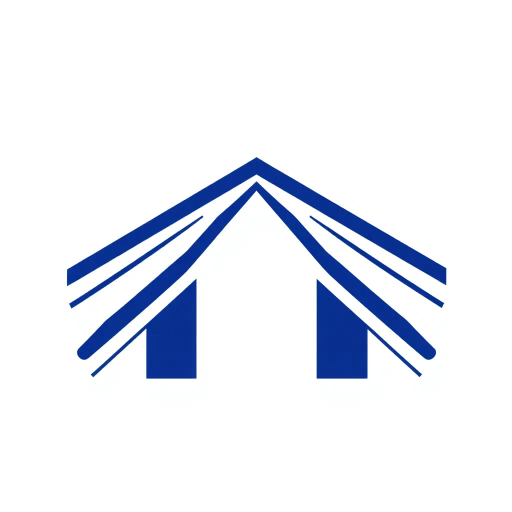 geometric design, lettermark logo, abstract composition, bold parallel strokes, V-shaped bridges, hierarchy levels, indigo blue, minimalistic vector art, flat design, clean lines, stark contrast, modern typography, precise angles, architectural influence, symmetry, spatial arrangement, contemporary aesthetics, visual hierarchy, white negative space, simplicity, structural balance