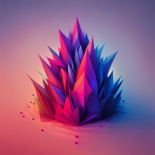 generative art, vector graphics, exploration, low-poly, geometric shapes, interactive design, abstract, vibrant colors, minimalistic, 3D modeling