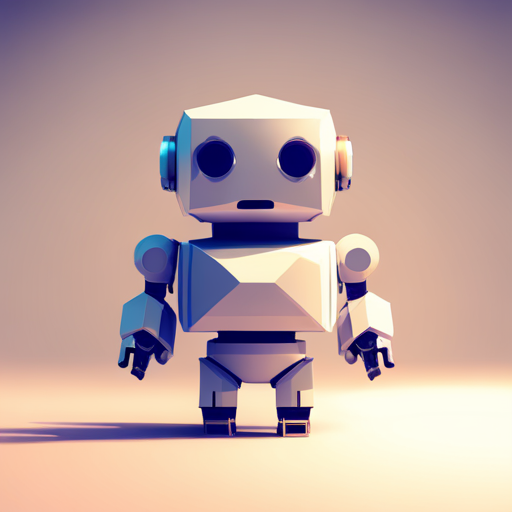 front-facing, robot, small-scale, geometric, adorable, minimalistic, 3D-model, low-poly, white background