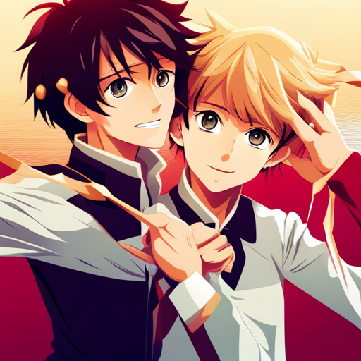 manga, Japanese art, school friends, friendship, youth, dynamic composition, expressive characters, flowing hair, school uniforms, shy girl, boyish boys, contrast, emotional connection, joyful, energetic, lively, manga artist, school setting, emotive facial expressions, detailed backgrounds, iconic poses, action-packed, adventurous, fun