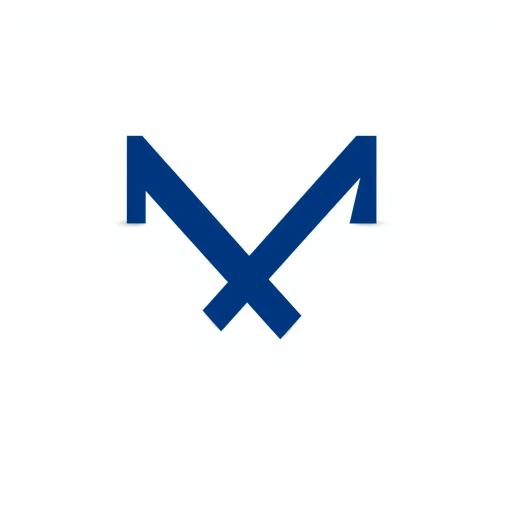 abstract M lettermark, geometric precision, two thick diagonal lines, sharp V convergence, bold solid indigo, minimal modern logo, geometric shapes, Bauhaus influence, dynamic symmetry, clean lines, minimalism, stark contrast, white background, conceptual simplicity, contemporary aesthetics, high-impact clarity