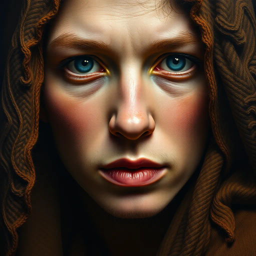 hyper-realism, detailed textures, chiaroscuro lighting, vibrant colors, Rembrandt influence, meticulous detail, natural light, atmospheric depth, emotional resonance, lifelike depiction, intricate composition, smooth gradients, realistic textures, expressive portraits, soft focus, dimensional accuracy, dynamic range, capturing essence, high detail, refined realism