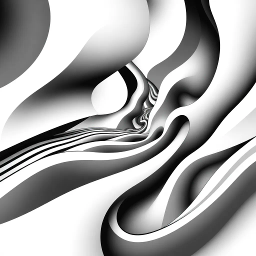 geometric shapes, intricate patterns, flowing lines, minimalist design, abstract expression, monochrome palette, dynamic movement, M.C. Escher influence, precise detailing, linear perspective, conceptual exploration, visual harmony, contour emphasis, spatial depth, contemporary influence, surreal geometry, optical illusion, mathematical artistry, avant-garde composition, abstract forms, pen and ink medium, black and white contrast, intersecting lines, detailed tessellation, fluid dynamics, rhythmic patterns, creative geometry, fine linework, subtle gradients, modern abstraction, artistic innovation, interlocking forms, infinite loops, Escherian landscapes, artistic paradox