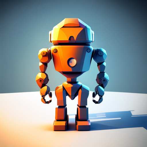 Abstract Symbolism, Low Poly, Cute, Robot, Front-Facing, Tiny, Logo Design, White Background