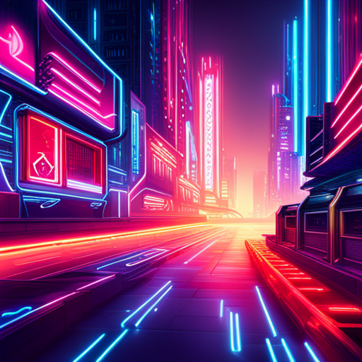 surrealism, glitch art, arcade machines, generative visuals, 3D animation, pixelated explosions, techno cyberpunk, virtual reality, vibrant colors, psychedelic colors, megastructures, retrofuturism, cyberpunk, chaos, digital sparks, rhythmical patterns, electric intensity, futuristic textures, neon lights