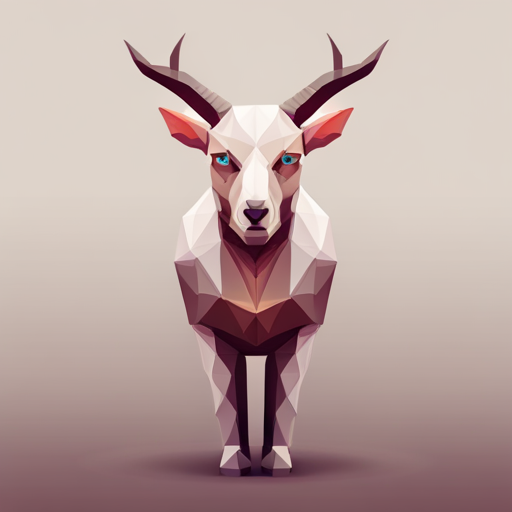 abstract, vector, low-poly, small, goat, antlers, robot