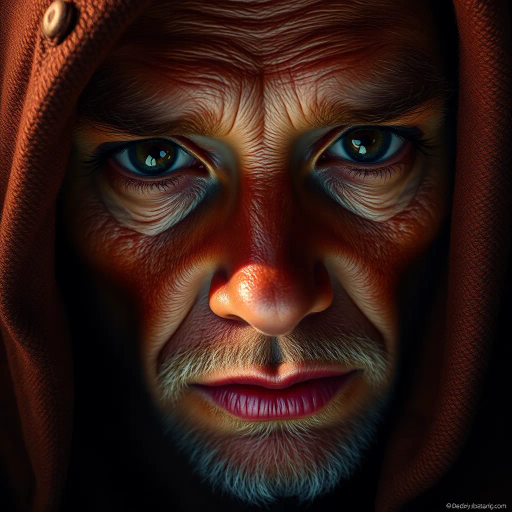 hyper-realism, detailed textures, chiaroscuro lighting, vibrant colors, Rembrandt influence, meticulous detail, natural light, atmospheric depth, emotional resonance, lifelike depiction, intricate composition, smooth gradients, realistic textures, expressive portraits, soft focus, dimensional accuracy, dynamic range, capturing essence, high detail, refined realism