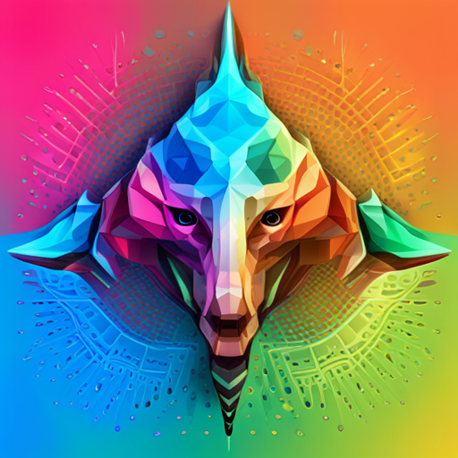 colorful, geometric, vector art, animal, goat, machine, futuristic, abstract