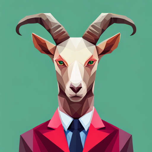 abstract, vector, low-poly, small, goat, antlers, robot